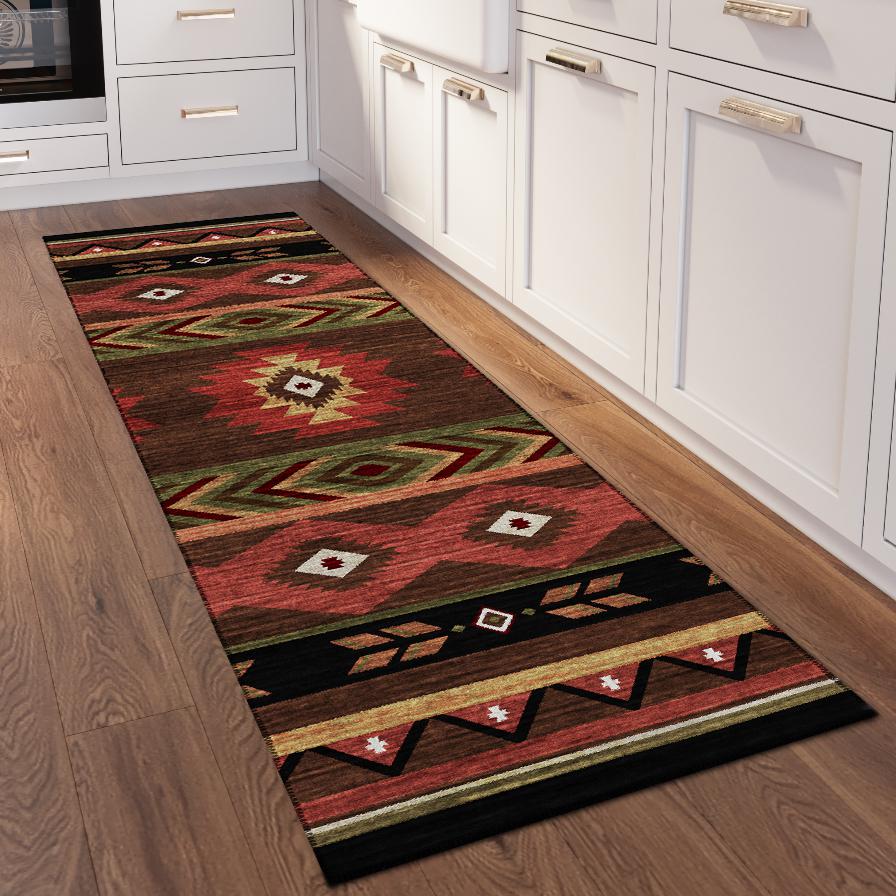 Indoor/Outdoor Sonora ASO33 Brown Washable 2'3" x 7'6" Runner Rug. Picture 2