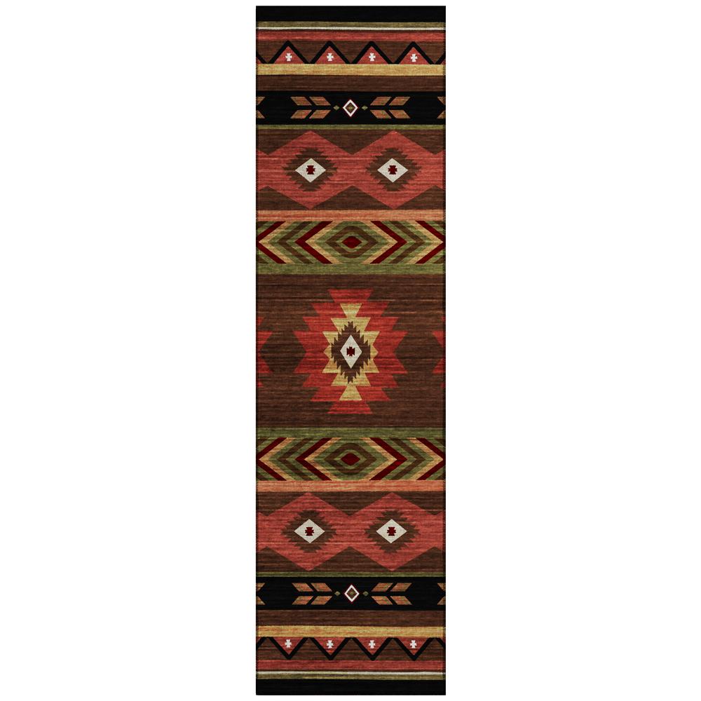 Indoor/Outdoor Sonora ASO33 Brown Washable 2'3" x 7'6" Runner Rug. Picture 1