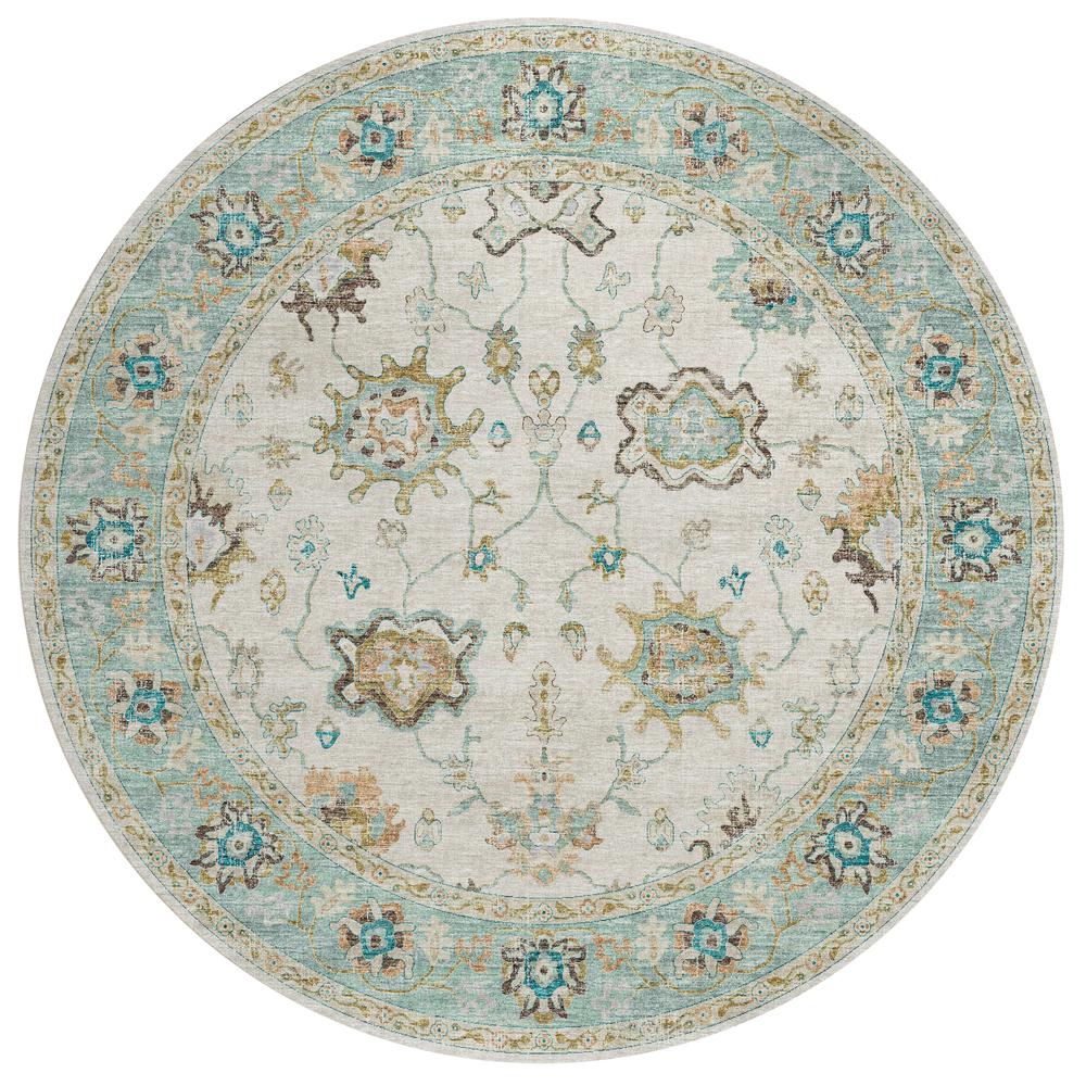 Indoor/Outdoor Marbella MB6 Ivory Washable 8' x 8' Round Rug. Picture 1