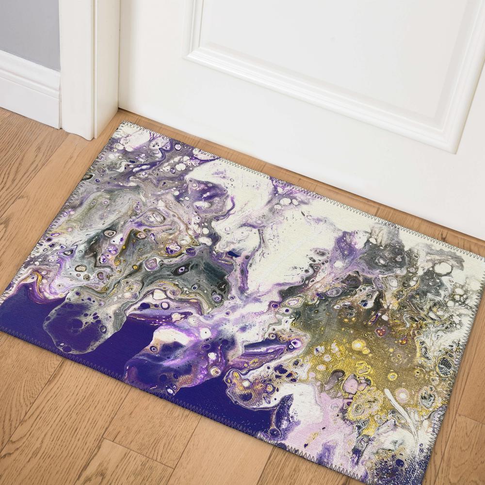 Karina Amethyst Modern Abstract 1'8" x 2'6" Accent Rug Amethyst AKC37. Picture 1