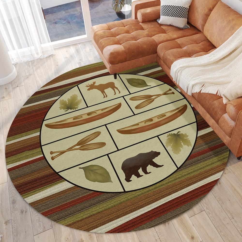 Indoor/Outdoor Excursion EX3 Canyon Washable 8' x 8' Round Rug. Picture 6