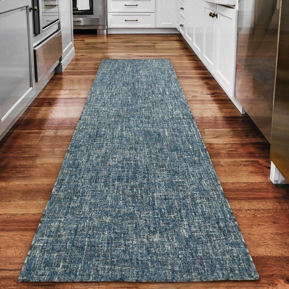 Addison Winslow Active Solid Blue 2’3" x 7’6" Runner Rug. Picture 1