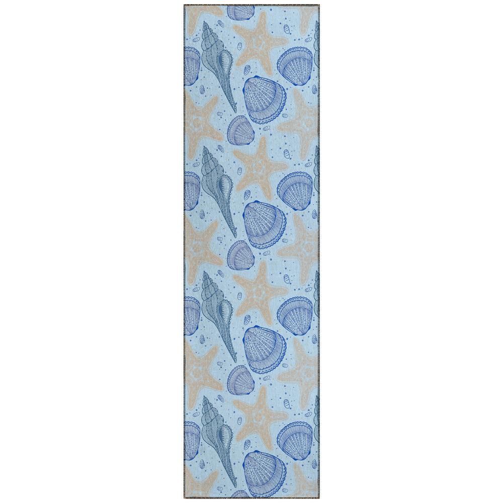Indoor/Outdoor Surfside ASR34 Blue Washable 2'3" x 7'6" Runner Rug. The main picture.