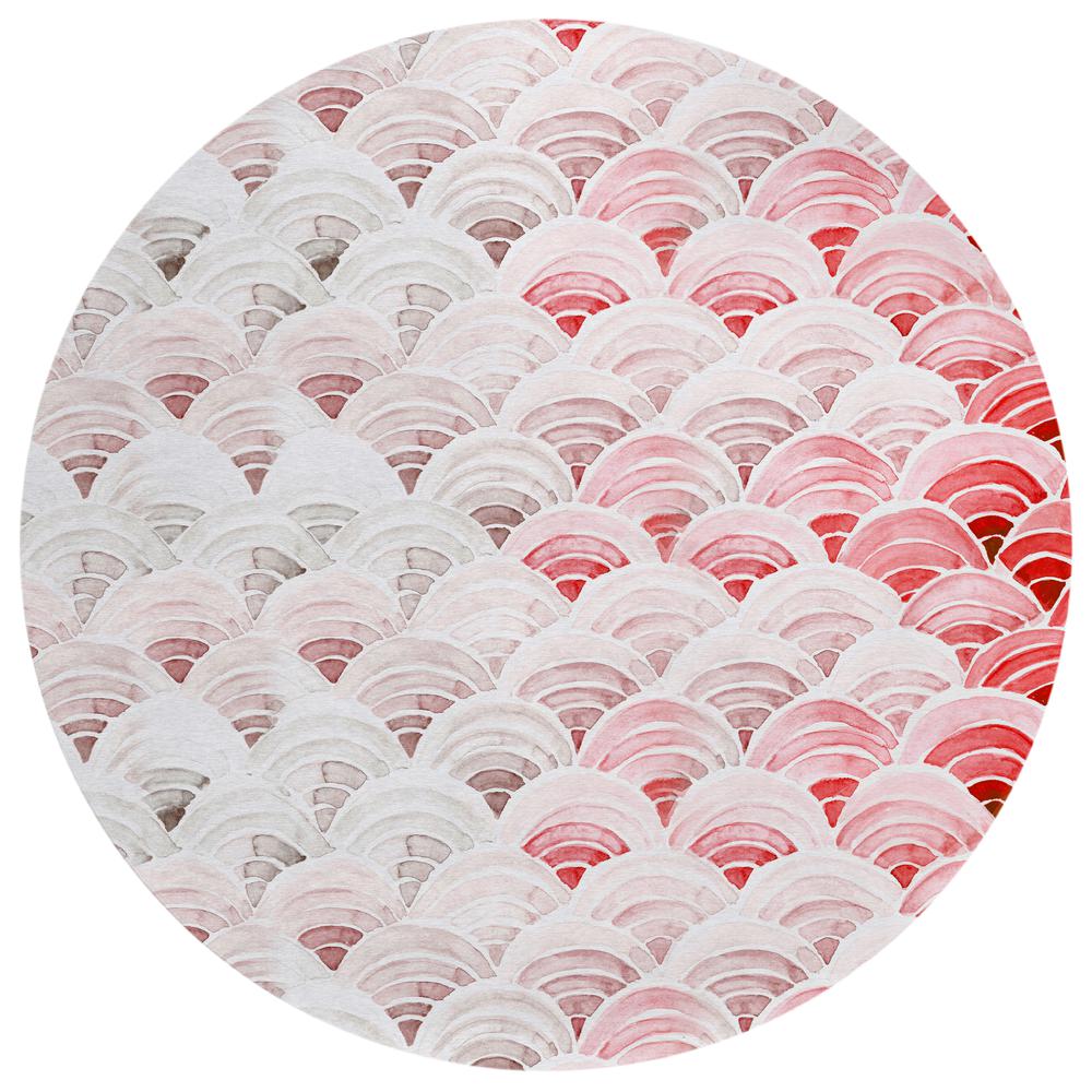 Indoor/Outdoor Surfside ASR35 Red Washable 8' x 8' Round Rug. Picture 1