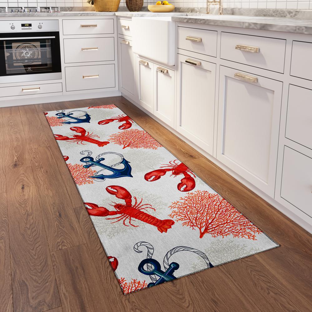 Indoor/Outdoor Harpswell AHP34 Red Washable 2'3" x 7'6" Runner Rug. Picture 2