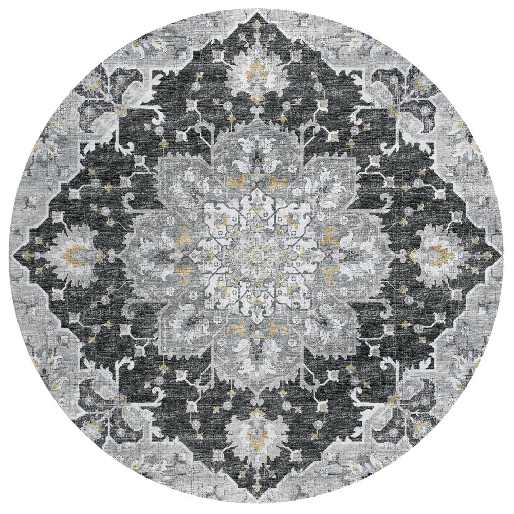 Indoor/Outdoor Marbella MB3 Midnight Washable 8' x 8' Round Rug. Picture 1