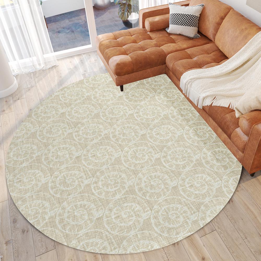 Indoor/Outdoor Seabreeze SZ11 Taupe Washable 8' x 8' Round Rug. Picture 2