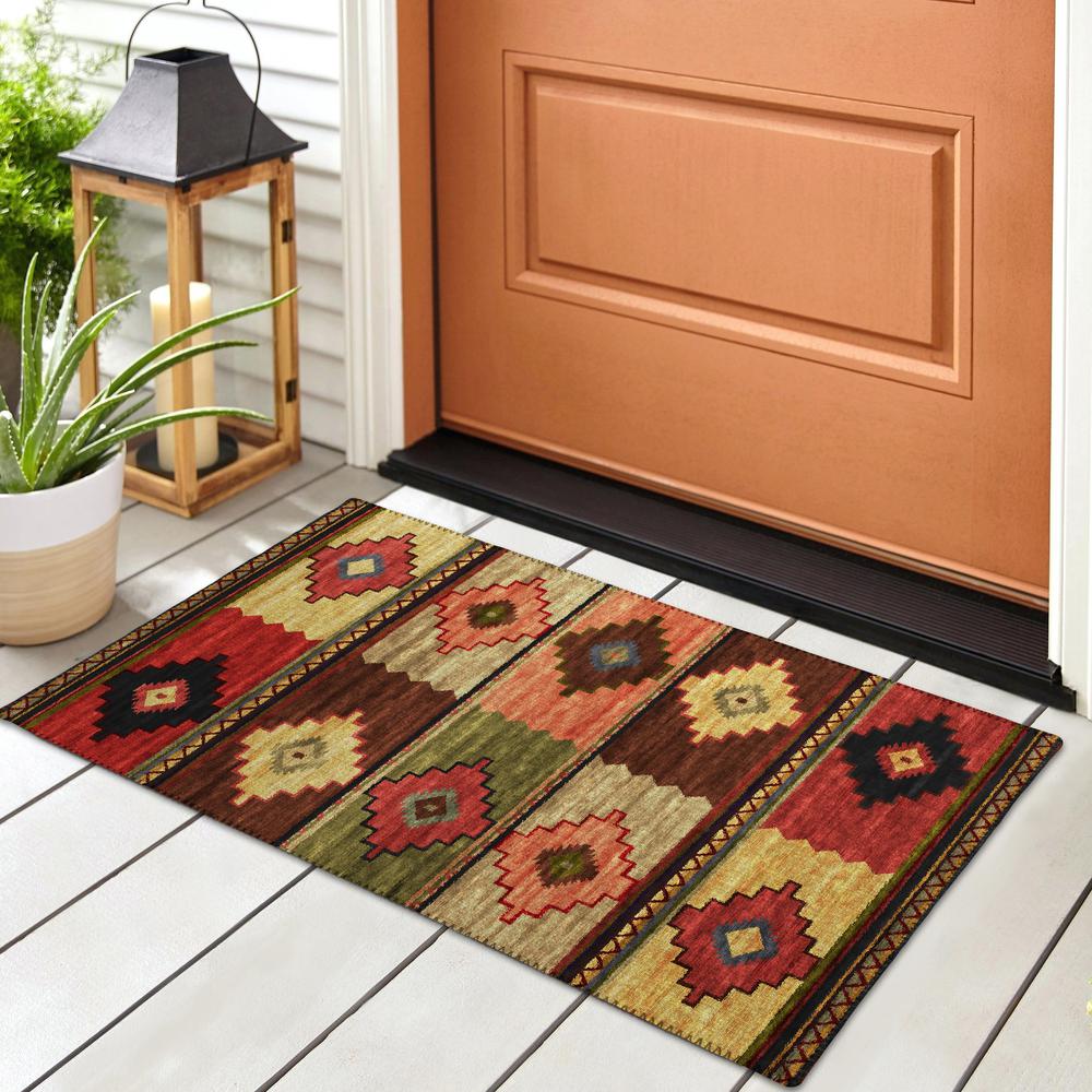Indoor/Outdoor Sonora ASO31 Paprika Washable 1'8" x 2'6" Rug. Picture 2