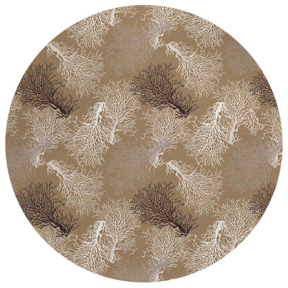 Indoor/Outdoor Seabreeze SZ3 Taupe Washable 8' x 8' Round Rug. Picture 1