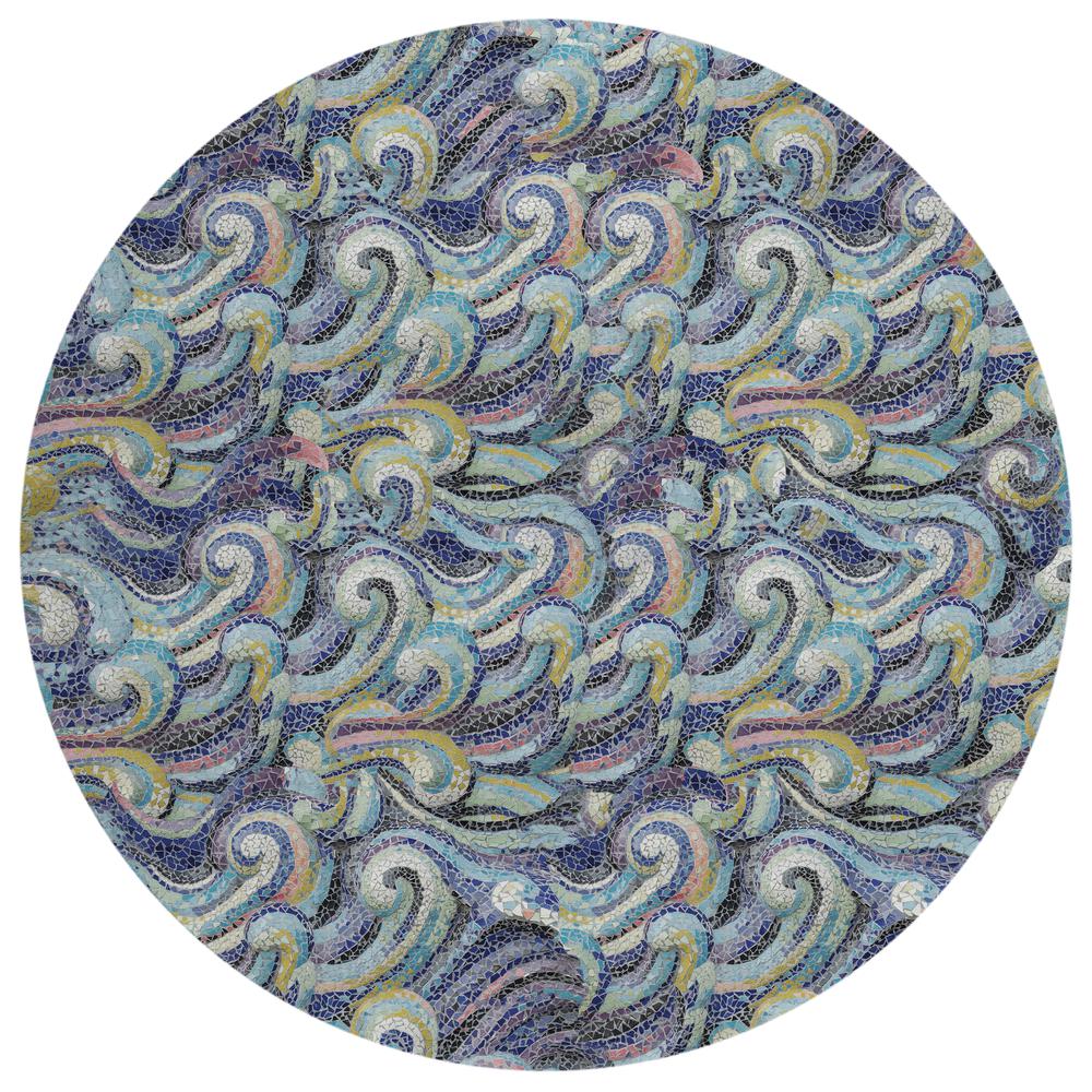 Indoor/Outdoor Surfside ASR44 Stormy Washable 8' x 8' Round Rug. Picture 1