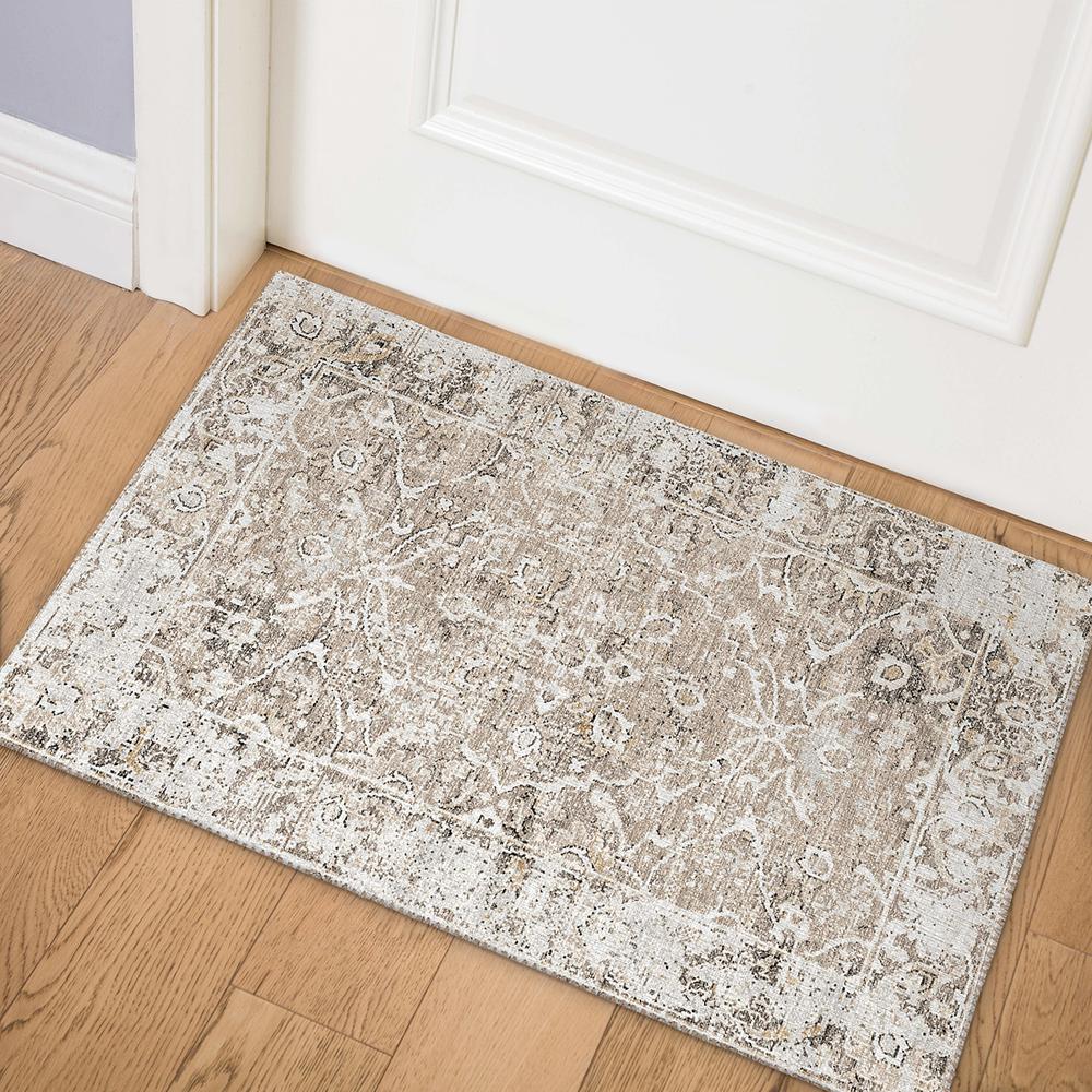 Indoor/Outdoor Marbella MB2 Taupe Washable 1'8" x 2'6" Rug. Picture 2