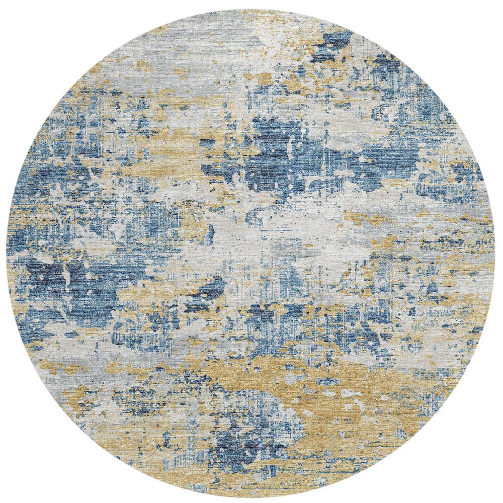 Indoor/Outdoor Accord AAC34 Blue Washable 8' x 8' Round Rug. Picture 1