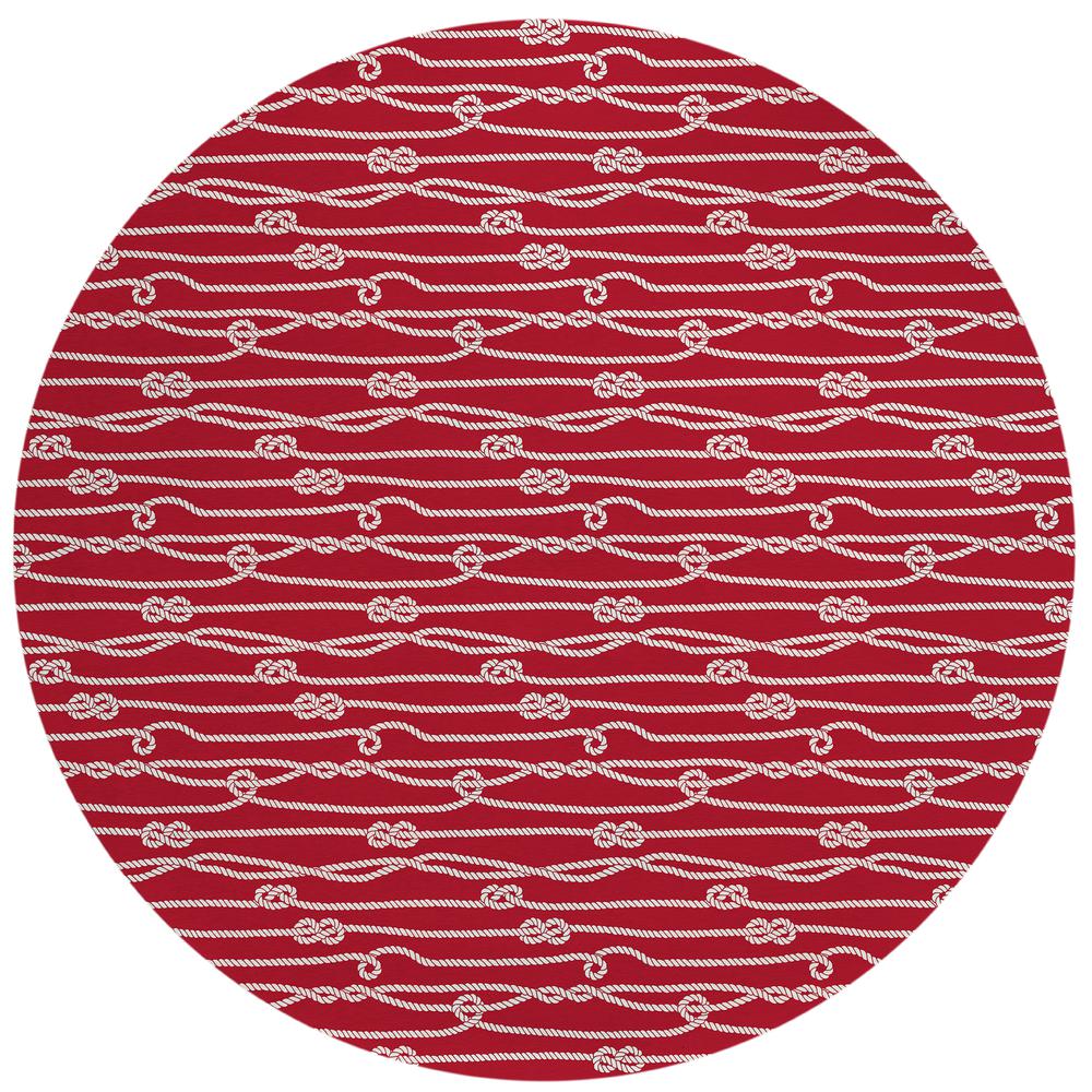 Indoor/Outdoor Harpswell AHP37 Ruby Washable 8' x 8' Round Rug. Picture 1
