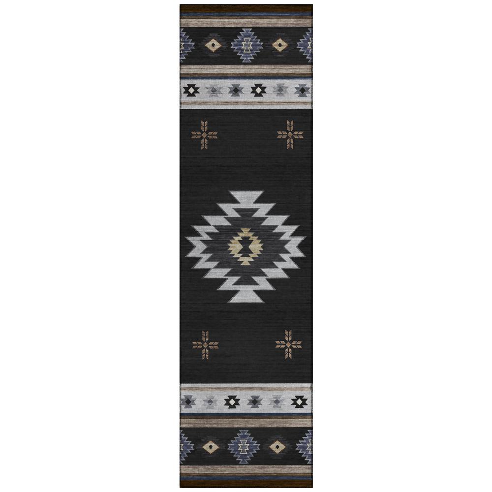 Indoor/Outdoor Sonora ASO34 Midnight Washable 2'3" x 7'6" Runner Rug. Picture 1