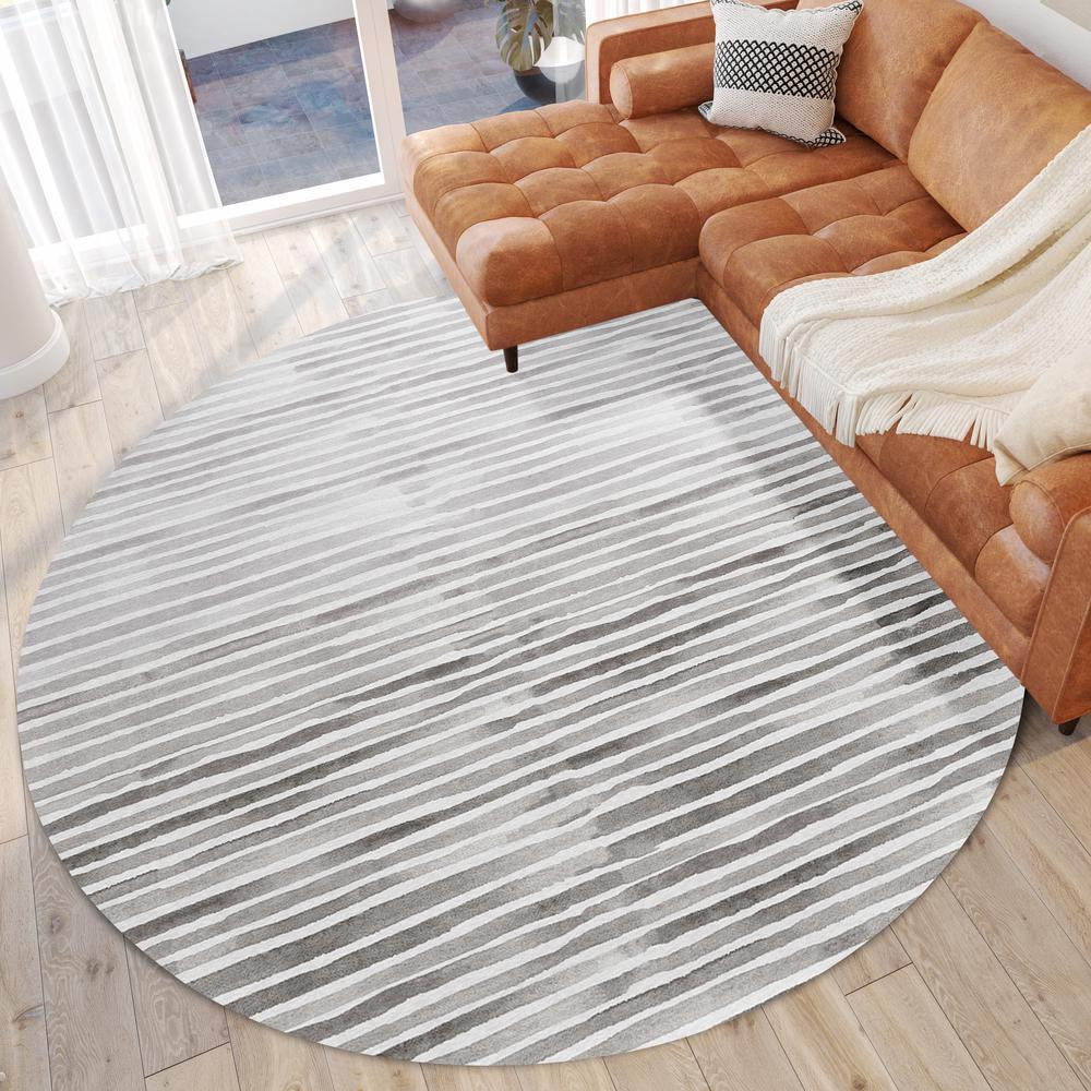 Indoor/Outdoor Surfside ASR38 Gray Washable 8' x 8' Round Rug. Picture 2
