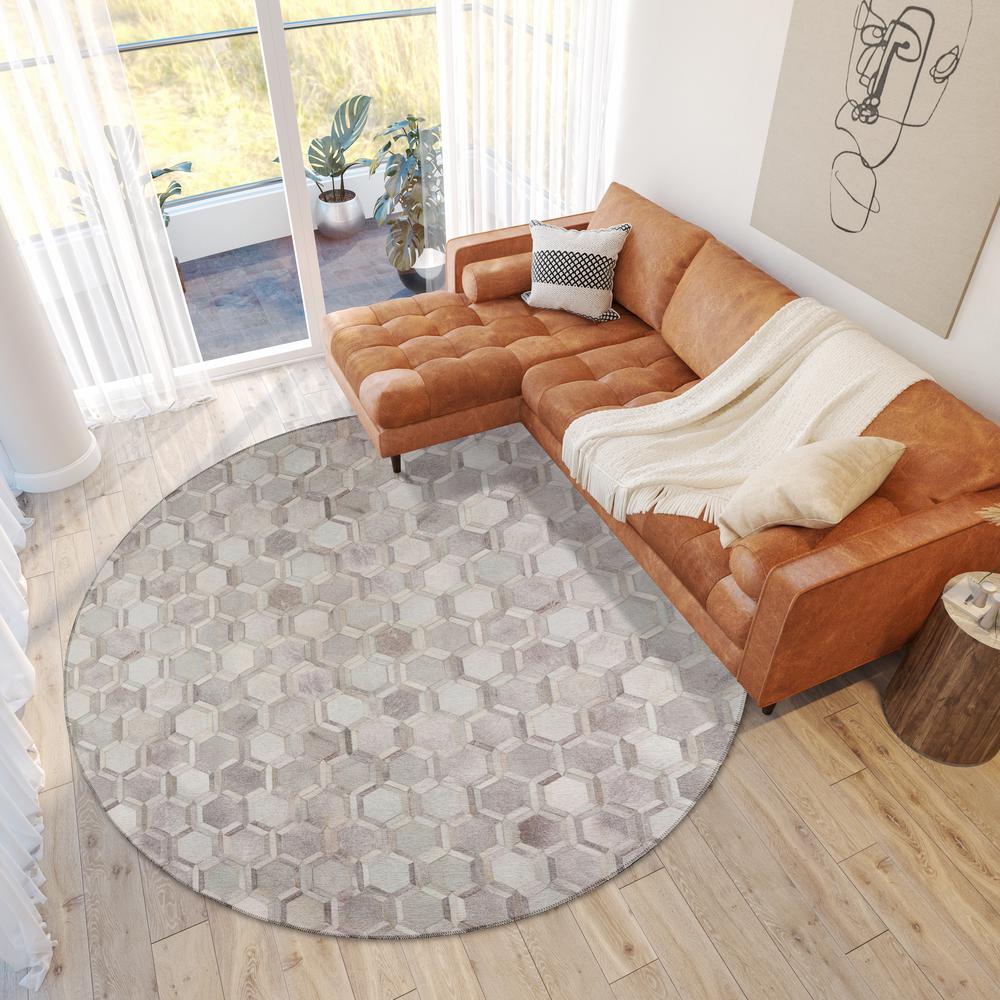 Laredo Gray Animal Patchwork 8' x 8' Round Rug Gray ALR31. The main picture.