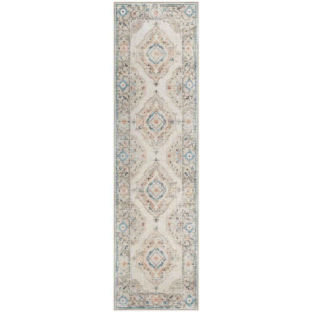 Indoor/Outdoor Marbella MB1 Ivory Washable 2'3" x 7'6" Runner Rug. Picture 1