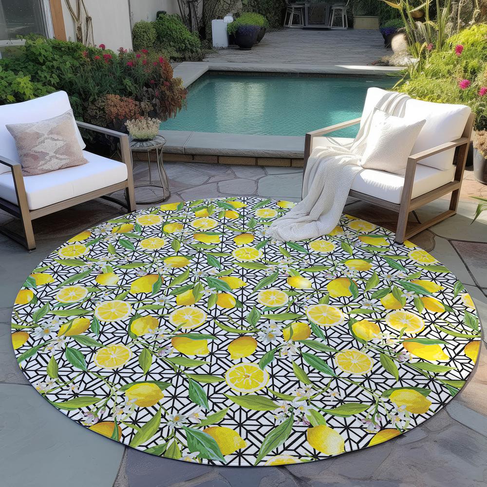 Indoor/Outdoor Kendall KE5 Ivory Washable 8' x 8' Round Rug. Picture 8