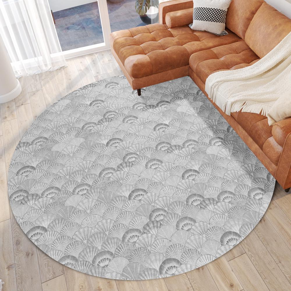 Indoor/Outdoor Surfside ASR32 Gray Washable 8' x 8' Round Rug. Picture 2