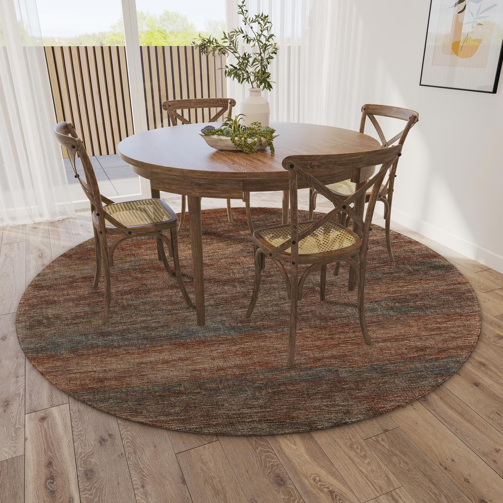 Marston Canyon Transitional Striped 8' x 8' Round Rug Canyon AMA31. Picture 1