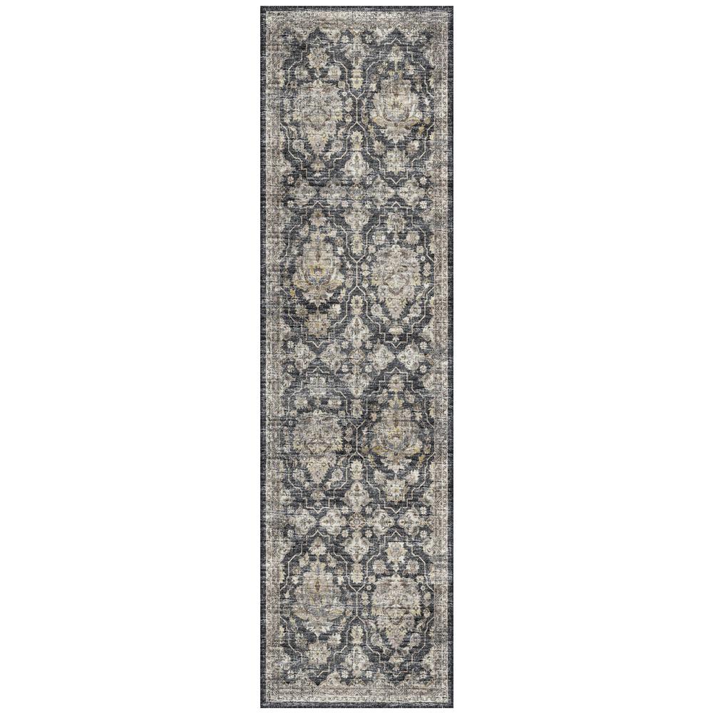 Indoor/Outdoor Marbella MB4 Charcoal Washable 2'3" x 7'6" Runner Rug. Picture 1