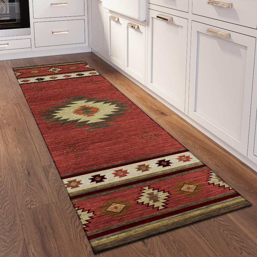 Indoor/Outdoor Sonora ASO34 Spice Washable 2'3" x 7'6" Runner Rug. Picture 2