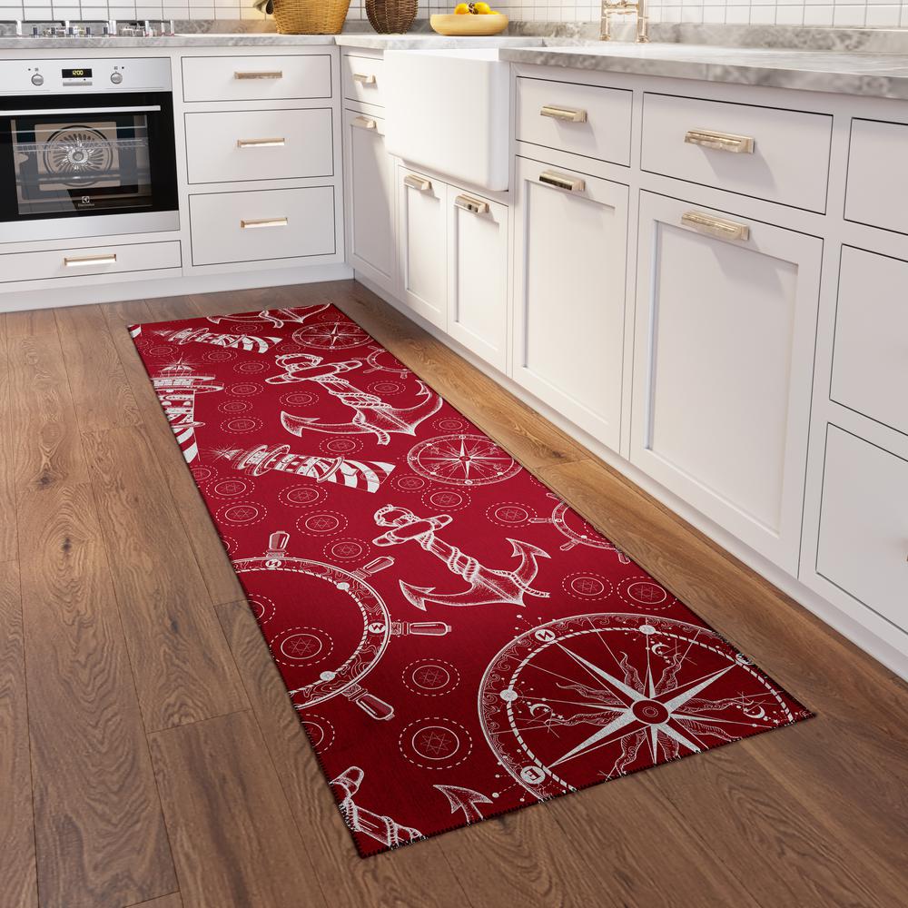 Indoor/Outdoor Harpswell AHP39 Ruby Washable 2'3" x 7'6" Runner Rug. Picture 2