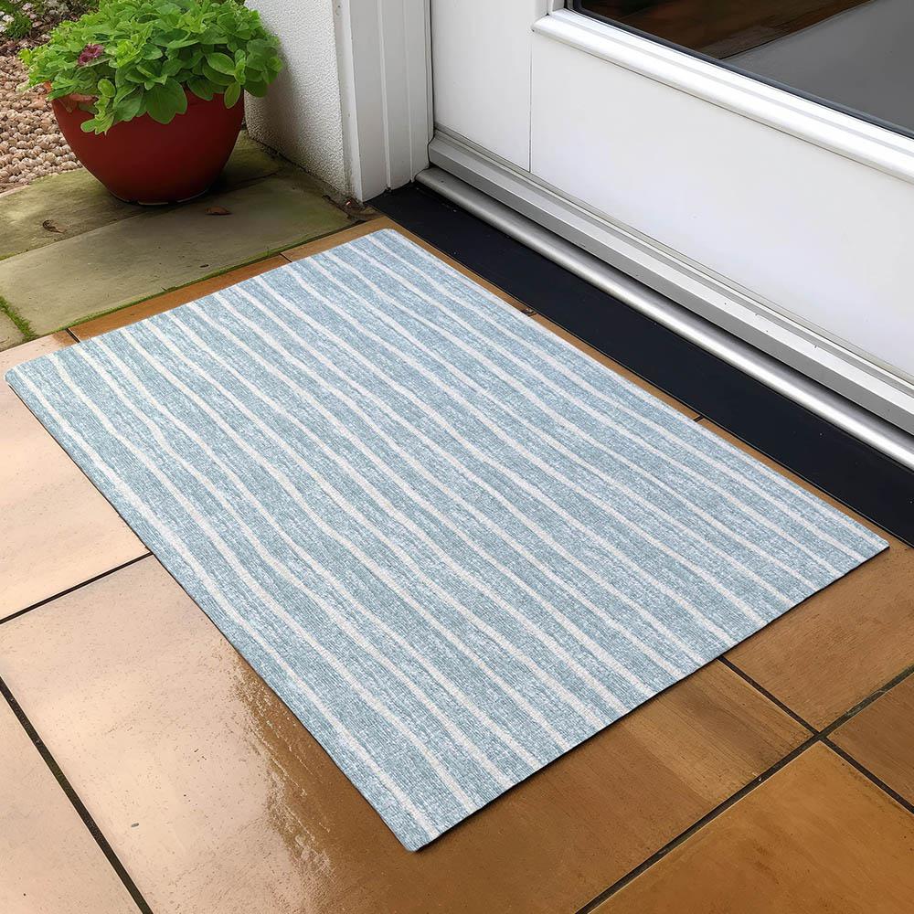 Indoor/Outdoor Laidley LA1 Sky Blue Washable 1'8" x 2'6" Rug. Picture 8