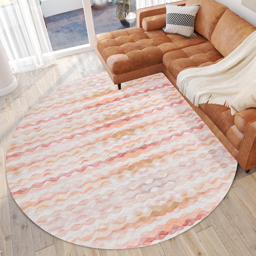 Indoor/Outdoor Surfside ASR46 Peach Washable 8' x 8' Round Rug. Picture 2