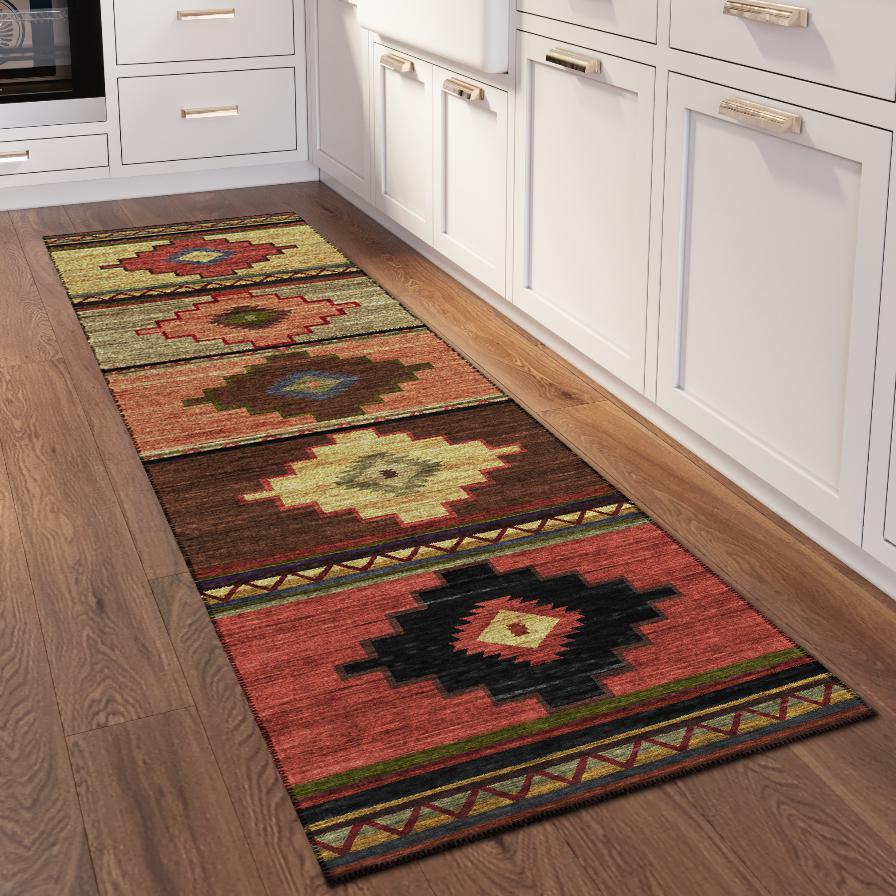 Indoor/Outdoor Sonora ASO31 Paprika Washable 2'3" x 7'6" Runner Rug. Picture 2