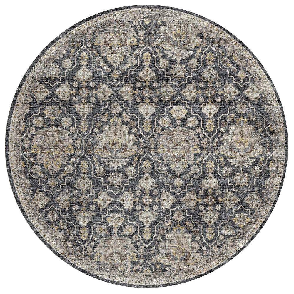 Indoor/Outdoor Marbella MB4 Charcoal Washable 8' x 8' Round Rug. Picture 1