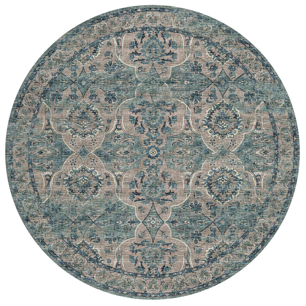 Indoor/Outdoor Marbella MB5 Mineral Blue Washable 8' x 8' Round Rug. Picture 1