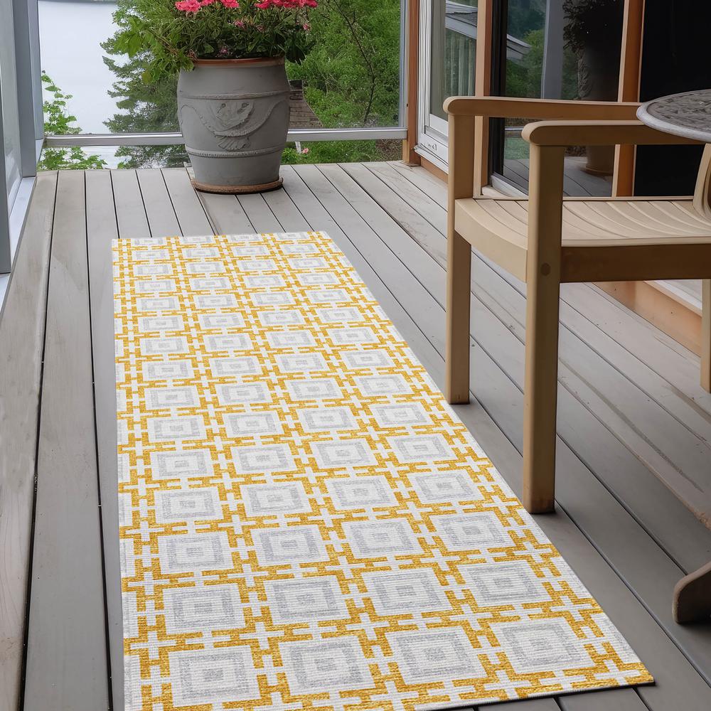 Indoor/Outdoor Marlo MO1 Gold Washable 2'3" x 10' Rug. Picture 9