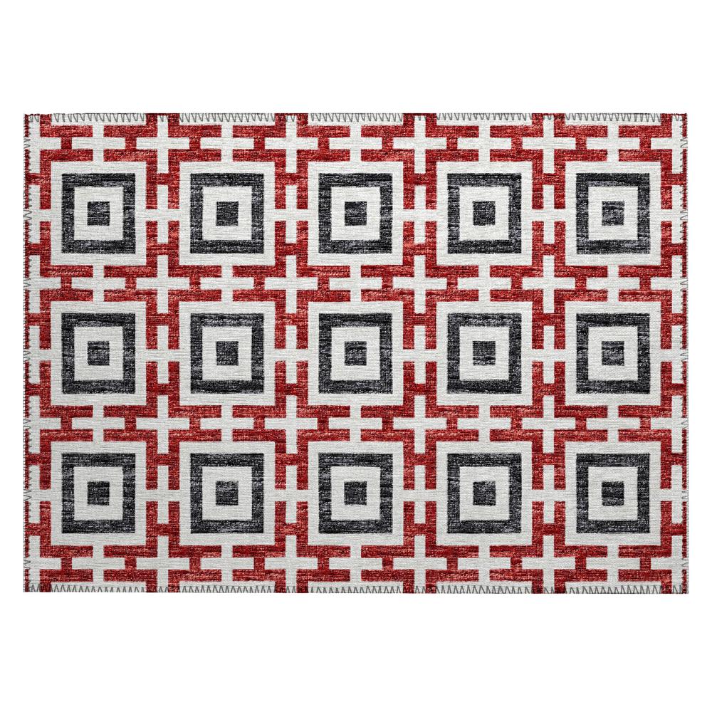 Indoor/Outdoor Marlo MO1 Red Washable 1'8" x 2'6" Rug. Picture 1