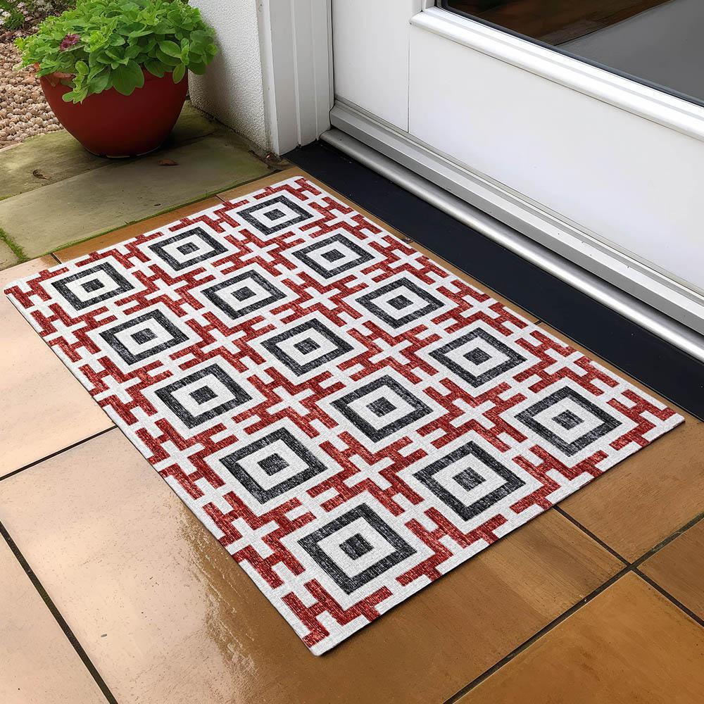 Indoor/Outdoor Marlo MO1 Red Washable 1'8" x 2'6" Rug. Picture 8