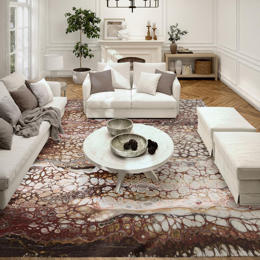 Karina Riverbed Modern Abstract 10' x 14' Area Rug Riverbed AKC45. Picture 1