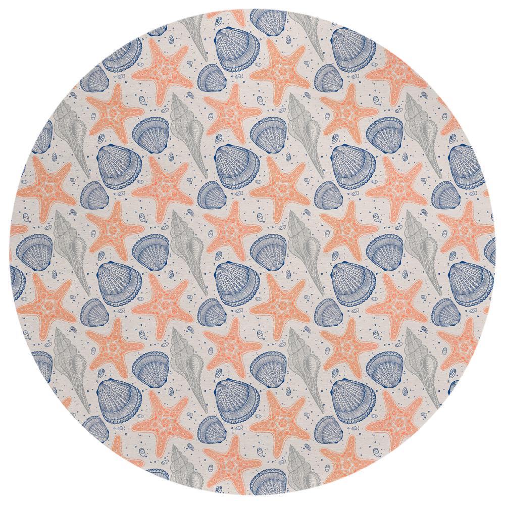 Indoor/Outdoor Surfside ASR34 Peach Washable 8' x 8' Round Rug. Picture 1