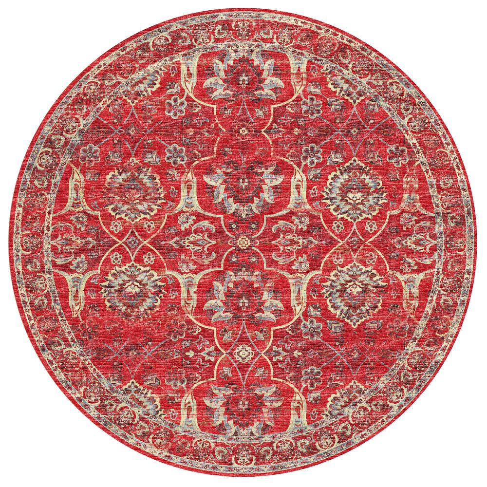 Indoor/Outdoor Marbella MB5 Poppy Washable 8' x 8' Round Rug. Picture 1