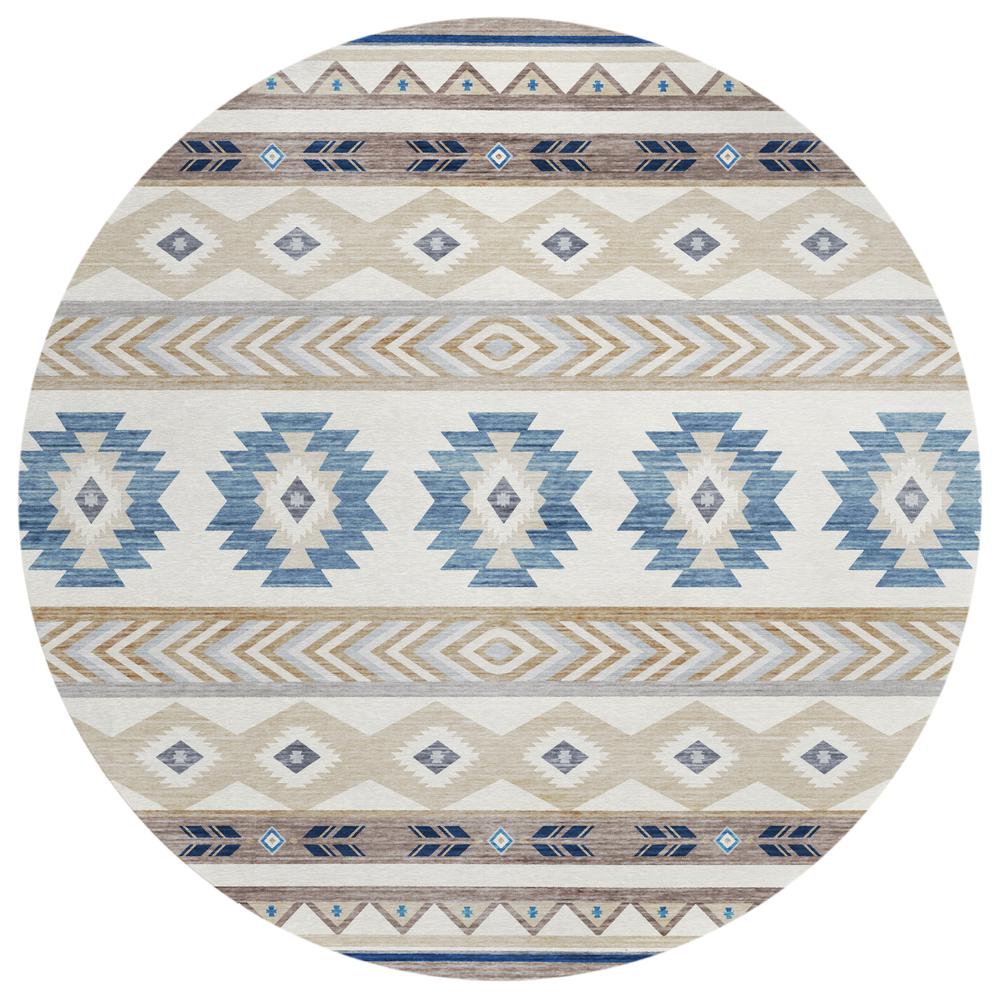 Indoor/Outdoor Sonora ASO33 Taupe Washable 8' x 8' Round Rug. Picture 1