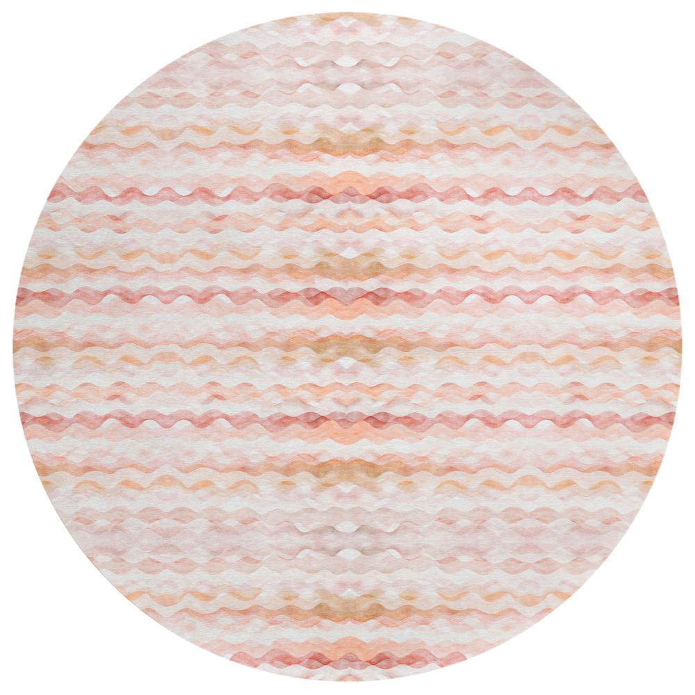 Indoor/Outdoor Surfside ASR46 Peach Washable 8' x 8' Round Rug. Picture 1