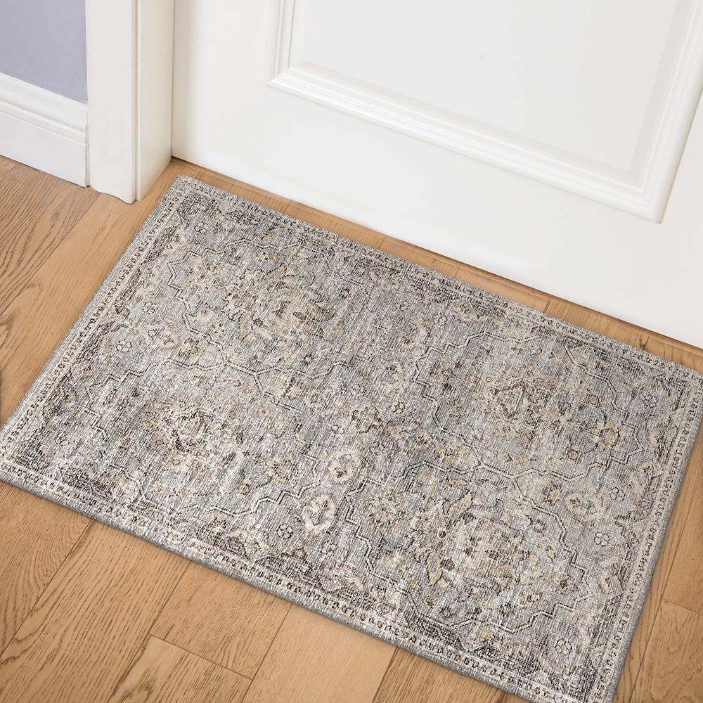 Indoor/Outdoor Marbella MB4 Silver Washable 1'8" x 2'6" Rug. Picture 2