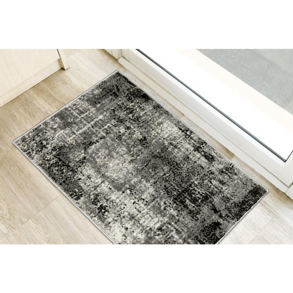 Addison Dayton Transitional Distressed Grey 1'8" x 2'6" Accent Rug. Picture 1