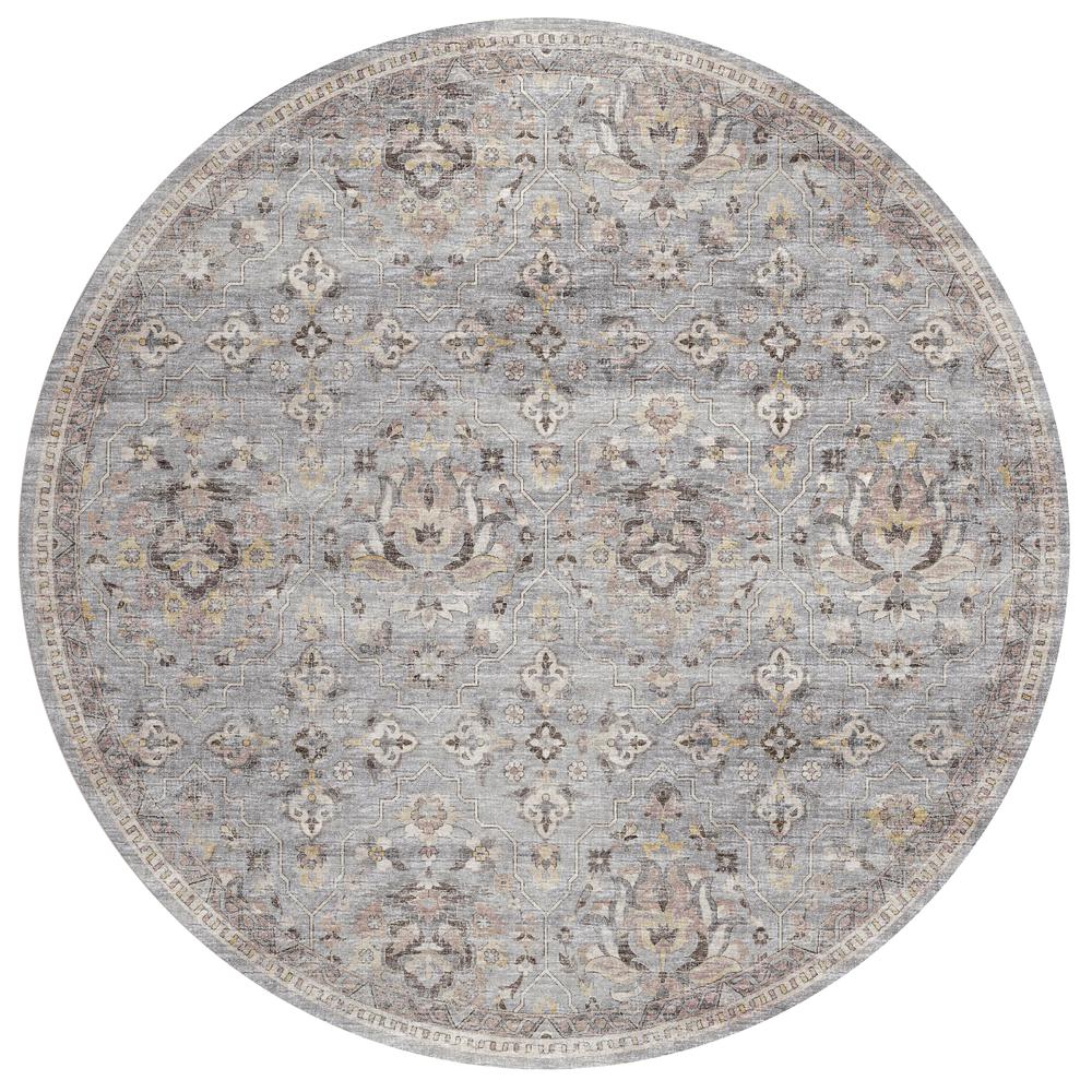 Indoor/Outdoor Marbella MB4 Silver Washable 8' x 8' Round Rug. Picture 1