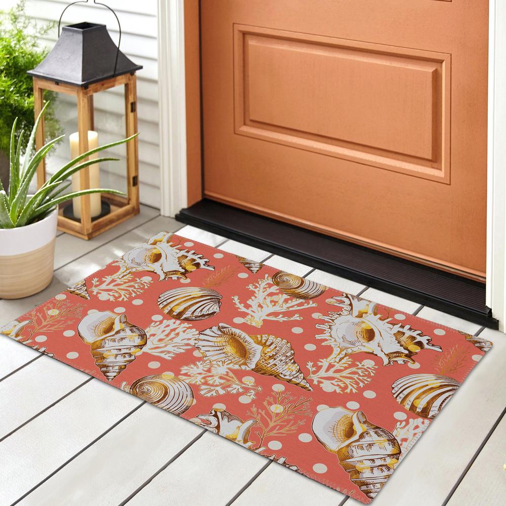 Indoor/Outdoor Surfside ASR36 Peach Washable 1'8" x 2'6" Rug. Picture 2