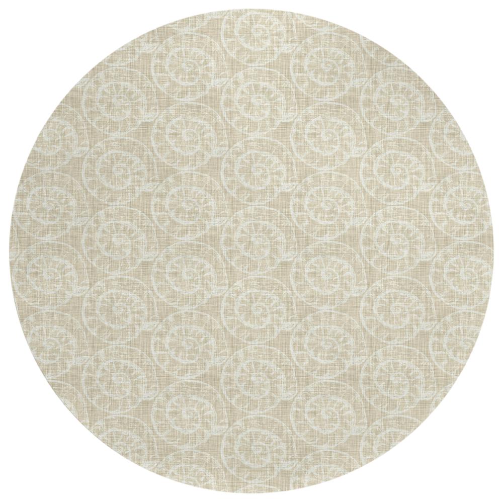 Indoor/Outdoor Seabreeze SZ11 Taupe Washable 8' x 8' Round Rug. Picture 1