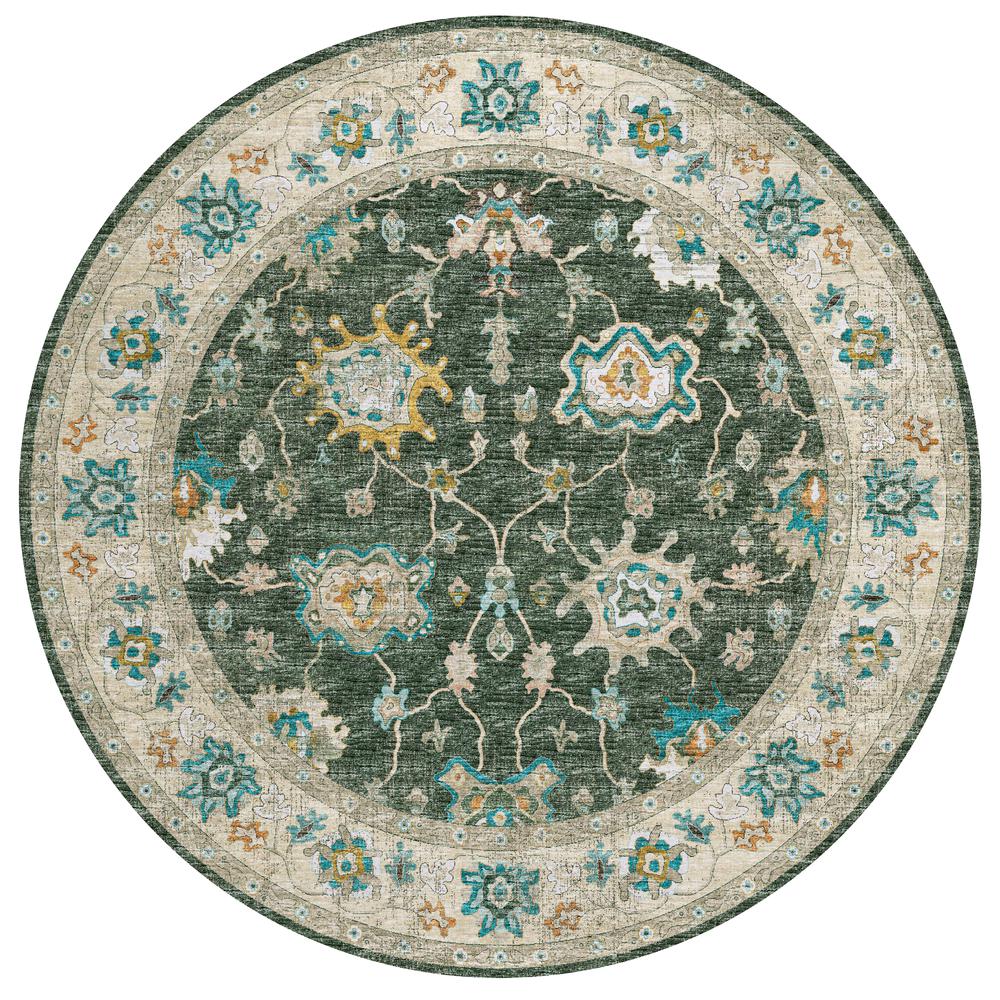 Indoor/Outdoor Marbella MB6 Olive Washable 8' x 8' Round Rug. Picture 1