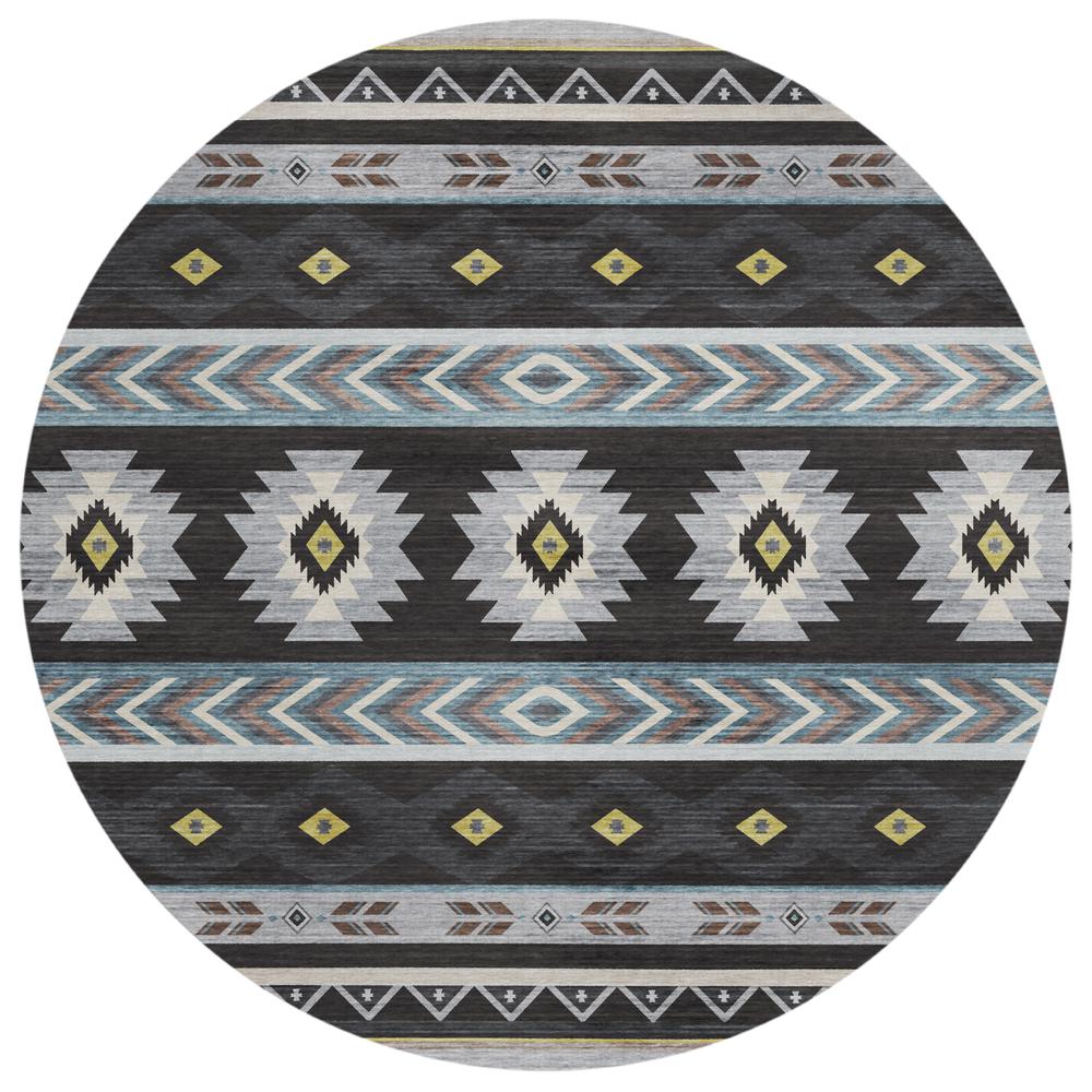 Indoor/Outdoor Sonora ASO33 Midnight Washable 8' x 8' Round Rug. Picture 1