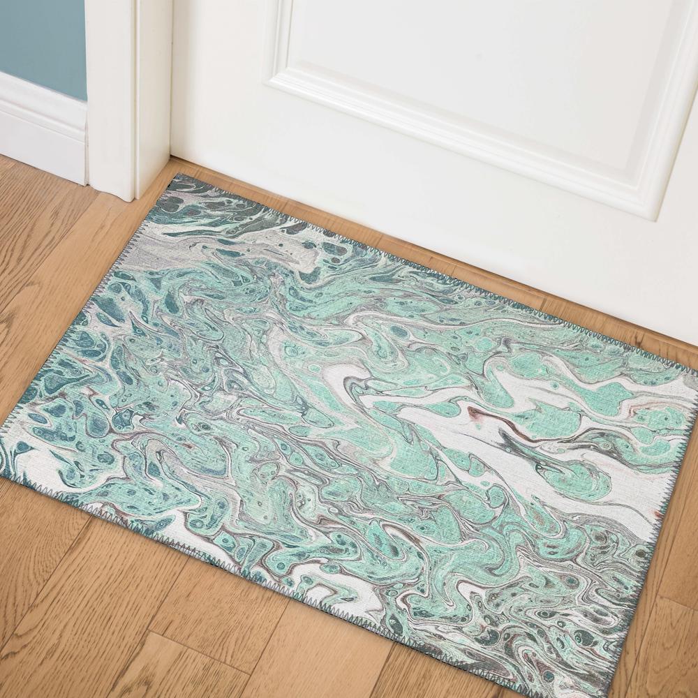 Karina Mint Modern Abstract 1'8" x 2'6" Accent Rug Mint AKC39. Picture 1