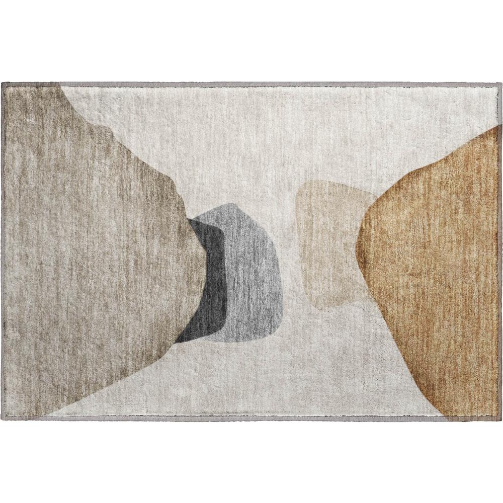 Luxury Washable Odyssey OY17 Taupe 1'8" x 2'6" Rug. Picture 1