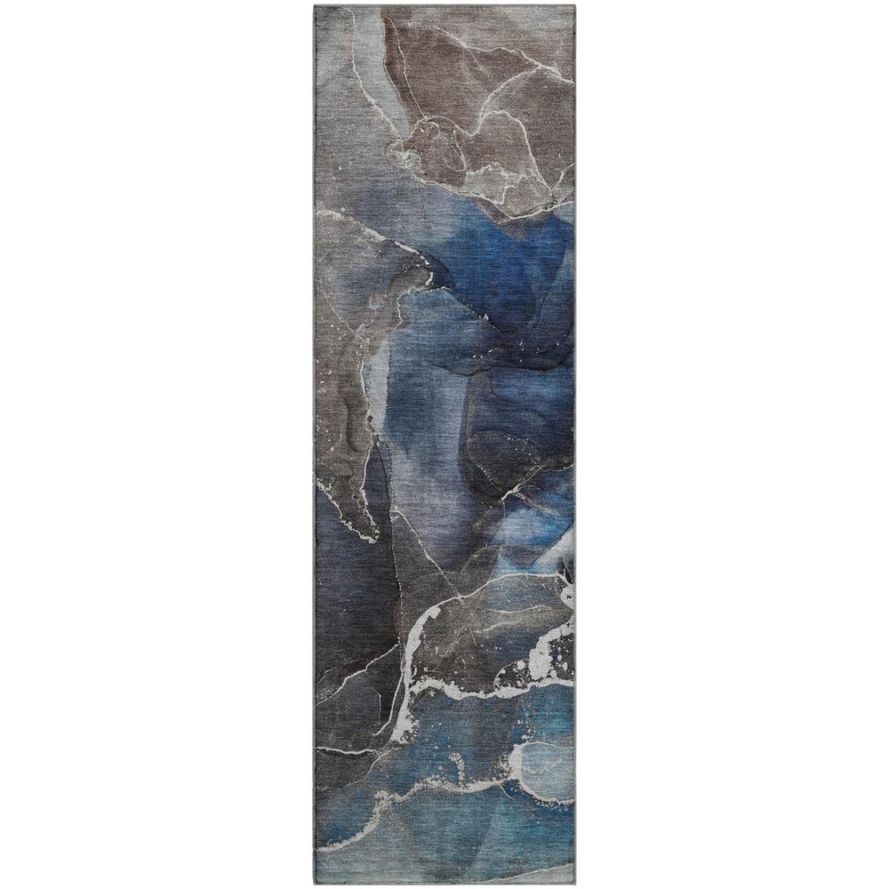 Luxury Washable Odyssey OY3 Blue 2'3" x 7'6" Rug. Picture 1